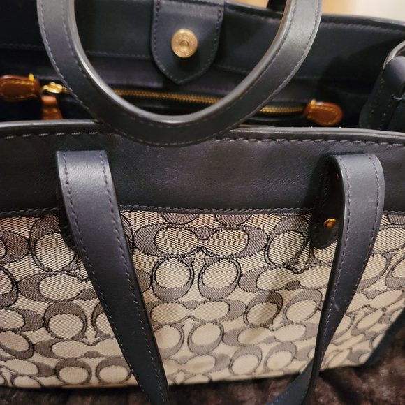 Coach denim look tote with coach chain. Includes chain extender - Picture 6 of 13